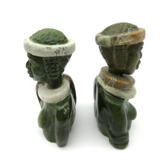 Small Stone Bust Set Colourful Hand Carved in Zimbabwe Africa 3.1" Tall - Picture 4 of 9